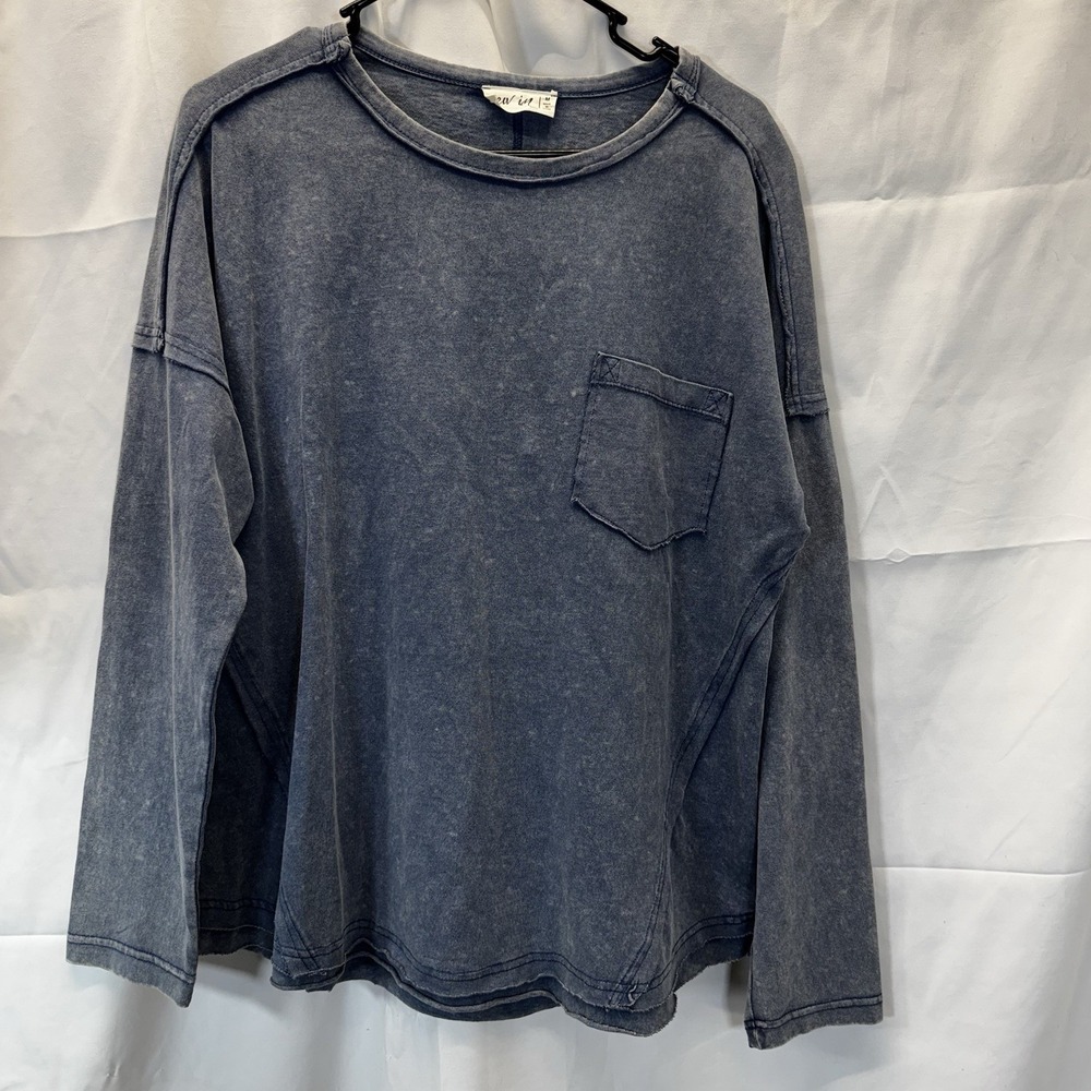 New In Medium‎ Blue Fade Oversized Long Sleeve Shirt